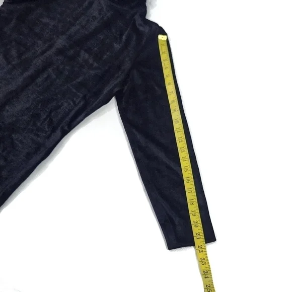 Vintage Ingrid Black Velvet  Bodycon Mock Neck Mini Dress - Picture 6 of 11